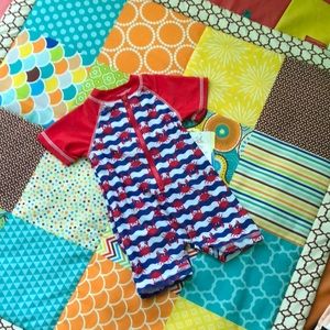 ❌SOLD❌Blue & Red Squiggly Crab One-Piece - Infant